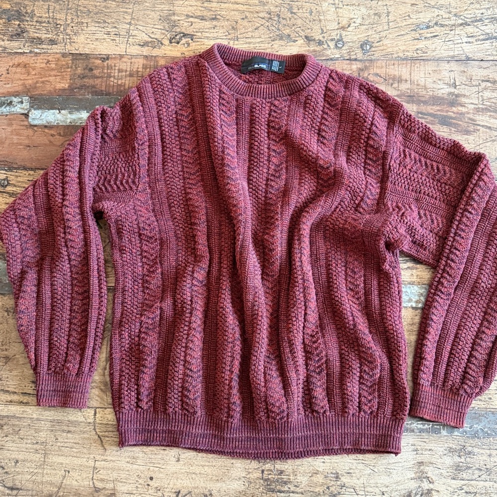 Vintage Men’s Cotton Blend Bill Blass Purple Fisherman Crew Neck Sweater